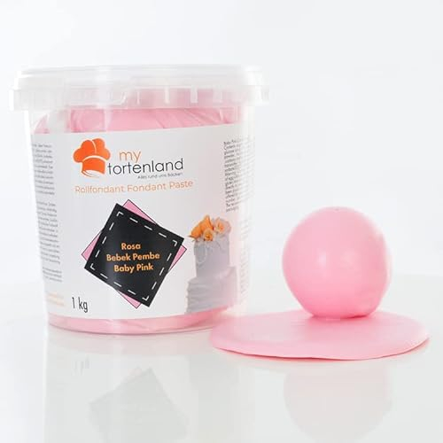 Zuckerteig | Rollfondant | Zuckermasse | Fondant 1-5kg | 26 Farben | Perfekt zum Modellieren von Figuren und Dekorationen | Halal & Koscher (Babyrosa 1 kg)