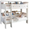 AVANTI TRENDSTORE Gaio Etagenbett mit kleinem Bücherregal in der Nähe der Betten, Matratzen und Lattenroste, nicht im Lieferumfang enthalten, aus laminiertem Holz in matt-weiß, Maße: ca. B x H x B x T