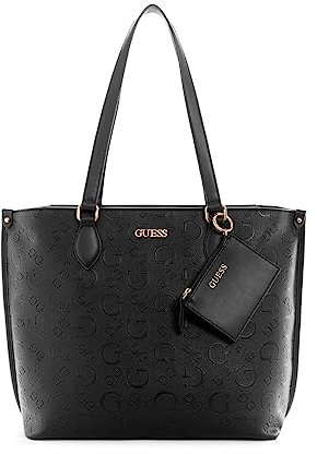 GUESS Factory Kinsley Tragetasche mit geprägtem Logo, Schwarz, Einheitsgröße, Beutel