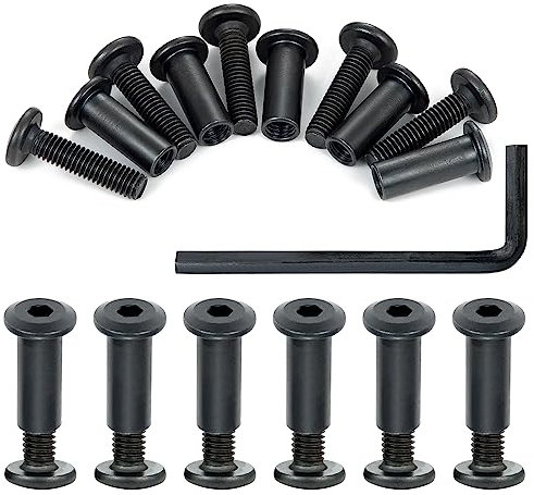 Xrfoiniu Lot de 50 vis de connecteur d'étanchéité M6 x 40 mm pour armoire, vis à tête hexagonale en acier inoxydable argenté, pour lit de bébé, kit en cuir, vis