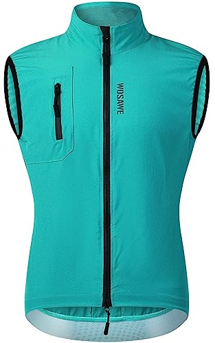 WOSAWE Herren Fahrradweste Leicht Atmungsaktiv ärmellos Laufjacke Winddicht Radweste mit YKK-Reißverschluss (Blau, XXL)