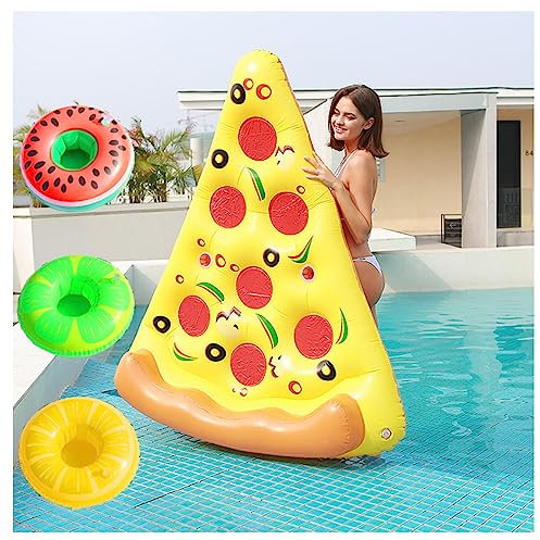 Hamac Gonflable, Pizza Matelas De Piscine, avec 3/6 Porte-Gobelets Gonflables Gonflable Piscine pour des Enfants Et des Adultes,1PCS