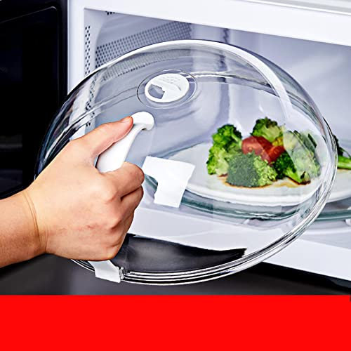 Microwave Splatter Cover, Heat Resistant Plastic Guard with Vent Hole, Handle, for Food Heating, Refrigerator, Daily Storage (Upgraded Style)