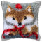kingsea Knüpfkissen Set für Weihnachten, DIY Knüpfteppich Knüpfpackung mit Muster, Knüpfkissen Set Kissen, Selber Knüpfen Set für Anfänger und Heimdekoration (Fuchs)