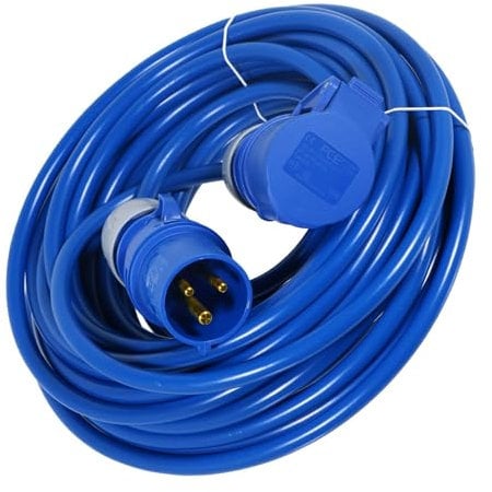 SPARES2GO 16A Extension Lead 14m 240V 2.5mm Outdoor Caravan Motorhome Hook Up Heavy Duty Power Cable (Blue)