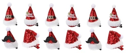 Abaodam 12 Stk Weihnachtsstirnband Erwachsene Kinder Weihnachtsmütze Haarspangen Mini-weihnachtsmütze Weihnachts-haarspangen Weihnachtskopfschmuck Haarnadel Weihnachten Kopftaste Stoff