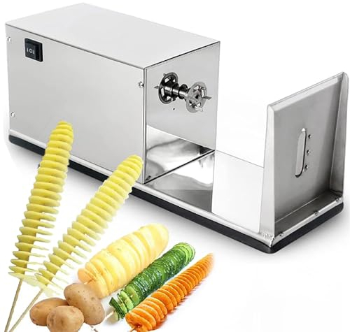 Qiang Affettatrice Elettrica a Spirale Twisted Potato Tower Slicer Acciaio Inossidabile Taglia Patate Twister Macchina per Patate a Torre a Spirale,Stampaggio in 25 Secondi