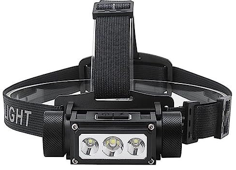AUklOPVZZ Linterna frontal LED linterna recargable manos libres impermeable al aire libre linterna caza Camping pesca senderismo mochilero, sin batería
