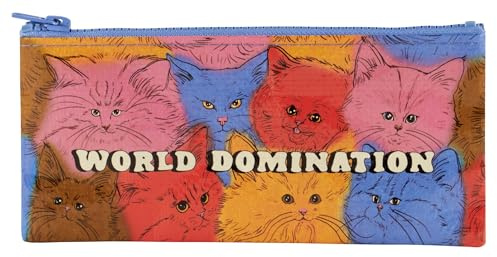 Blue Q Cute Pencil Case - Durable Pencil Pouch w/Zipper - World Domination | Funny Pencil Bag with a sturdy zipper, 95% recycled material, Compact 4.25 x 8.5 size, Small pouch for personal items