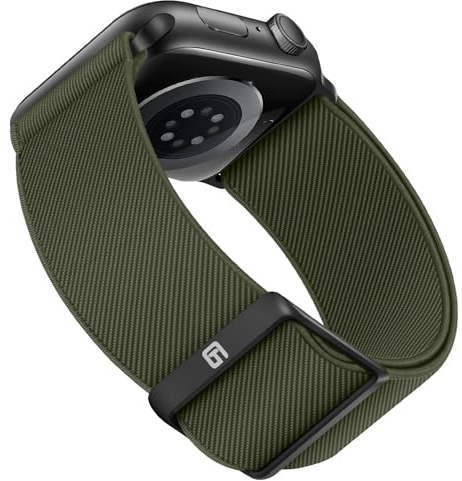 Suphart Compatibile con Cinturino Apple Watch 41mm 40mm 38mm, Cinturini Sportiva in Nylon Regolabile Compatible con Apple Watch SE Serie 9 8 7 6 5 4 3 2 1, Verde Militare