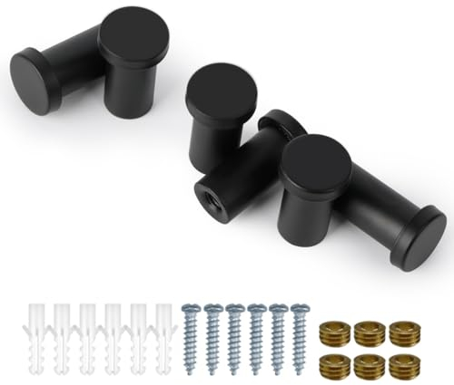 Lot de 6 cintres muraux, crochets porte-serviettes noirs, porte-serviettes, porte-placard, à visser