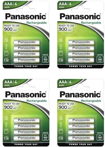 PANASONIC Lot de 4 Blisters de 4 Piles Rechargeables Evolta AAA Micro HR03 900 mAh - 1,2 V