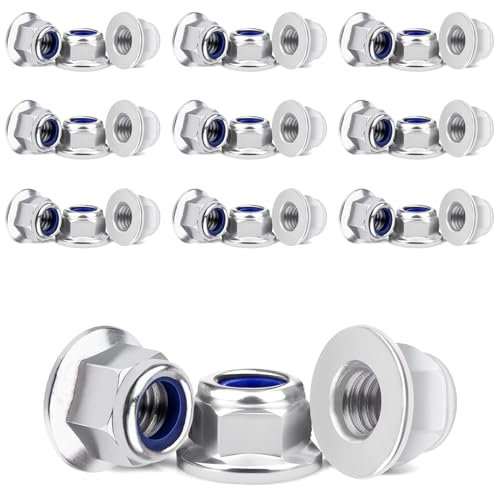 qingmeng Muttern M8, 20 Stück Sechskant Flanschmuttern DIN 6926 Mutter Edelstahl A2 V2A Flansch Selbstsichernde Stopmuttern Klemmmuttern Regelgewinde Set Sechskantmuttern