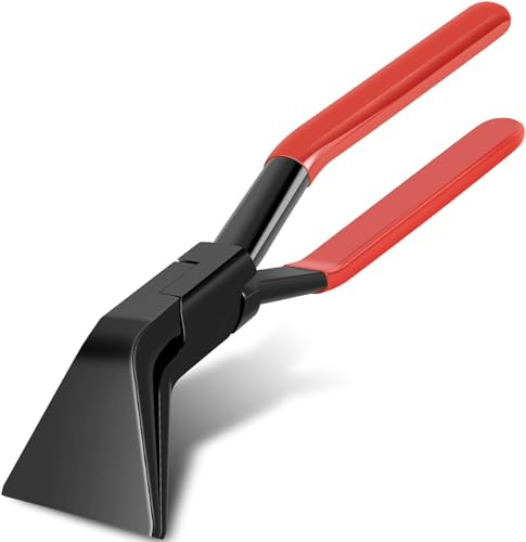 Pinza piegata a 45° per lamiera, 60 mm, con manico antiscivolo per piegare o raddrizzare i bordi (rosso)