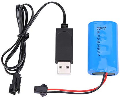 Batterie Rechargeable 7.4V 500mAh, Prise SM 2P avec Câble de Chargeur USB pour Voiture WPL/Chenille/Militaire RC