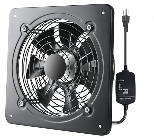 Meozri Extractor de ventana de 12 pulgadas montado en la pared, ventilador industrial de 720 CFM de alta velocidad 1460 RPM para el hogar, garaje, oficina, uso comercial (12 pulgadas + control de