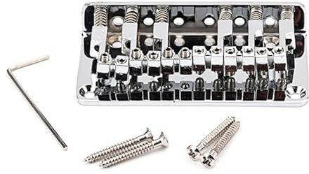 Sxett Metal Guitar Fixed Hardtail Bridge Roller Saddle Bridge Replacement for 6-String Electric Guitar Bridge Saitenhalter