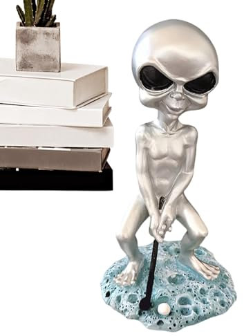 Alien-Statue – Kreative Alien-Deko-Figur aus Kunstharz – Schreibtisch-Ornamente, Feengarten-Zubehör, Outdoor-Statue, Gartendekoration, Miniatur-Dekoration für Terrasse, Rasen, Hof, Aquarium