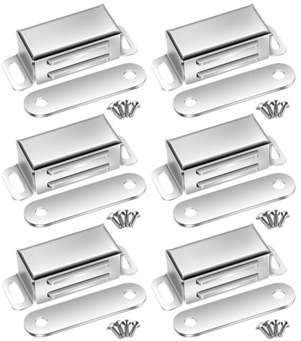 Selyse Lot de 6 aimants de porte magnétiques pour portes d'armoire, solides - 8 kg - En acier inoxydable - Ferme-porte magnétique - Pour meubles et portes de balcon