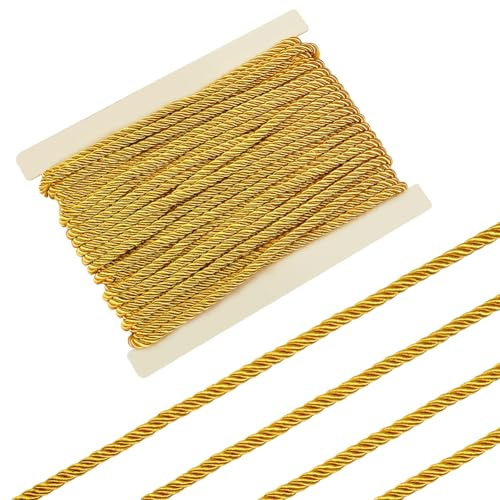 FINGERINSPIRE Corda Intrecciata Da 8mm e 20 m 3 strati In Poliestere con Cordino Intrecciato Decorazione Dorata Cordino Intrecciato Cordino per Decorazione Domestica Tappezzeria Fermatende