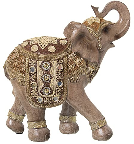 FIGURA RESINA ELEFANTE GRIS/DORADO 24X11X25CM