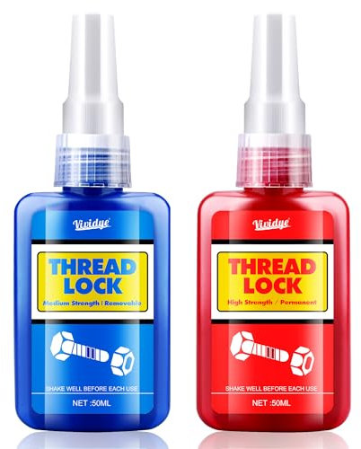 Thread Lock Blue and Red, 100ml Medium and Strong Strength Threadlocker for Locking Nuts, Bolts, Fasteners and Metals, Thread Locker Sealant to Prevent Loosening & Corrosion (Removable + Permanent)