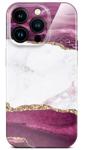 ONEFLOW Bliss Cover für iPhone 14 Pro Hülle in Marmor Optik, Designer Case Handy Schutzhülle mit Kameraschutz, Muster Hardcase Glitzer Handyhülle marmoriert, Rot Gold Weiß