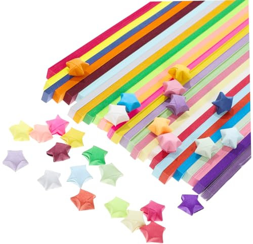 HAPINARY 2700blätter Einfarbige Sternenpapierstreifen Pentagramm-papier Für Bastelarbeiten Farben