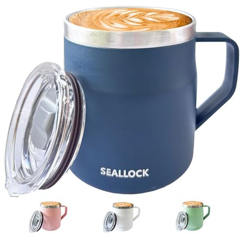 Ins Style 450ml Vacuum Insulated Stainless Steel Travel Mug - 304 Food-Grade Thermal Coffee Cup with Leak-Proof Sliding Lid, Double Wall Insulation for Hot & Cold Drinks (Modern Design) (Blue)