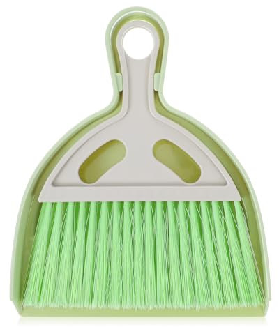 Nogeqi Mini Dustpan and Brush, Portable Small Dust Pan and Brush Set, Lightweight Hand Broom and Dustpan Set for Camping Desktop Cleaning Small Space Cleaning(Green)