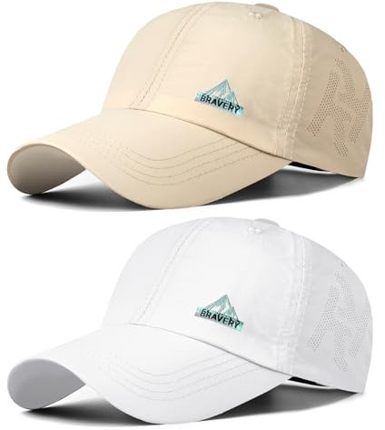 AYPOW 2 Pcs Baseball Cap Herren Damen, Schnelltrocknend Baseballkappen RunningCap, Leichtes Verstellbar Faltbar Schildmütze Sonnenhut Outdoor Sport Tennis Golf Cappy Einstellbare Snapback kappen