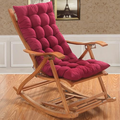 Generisch Hochlehner Auflagen, Extra 8cm Dicke Komfort Sitzauflage Gartenmöbel, Stuhlauflage 120x50cm Sitzkissen Outdoor Stuhl Mit Bändern, Für Terrassenstuhlkissen Esszimmerstuhl,Rot