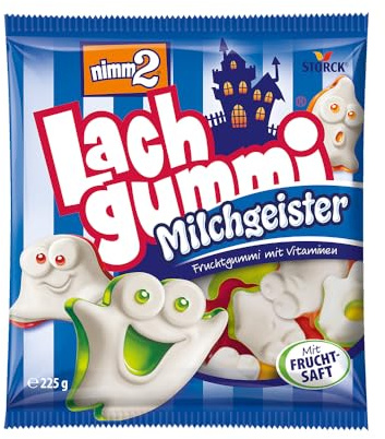 nimm2 Lachgummi Milchgeister, Fruchtgummis mit Milchschaum - 1 x 225 g | Fruchtgummi in 6 Sorten mit Milchschaum, Fruchtsaft & Vitaminen, Süßigkeit zum Naschen & Teilen für die ganze Familie
