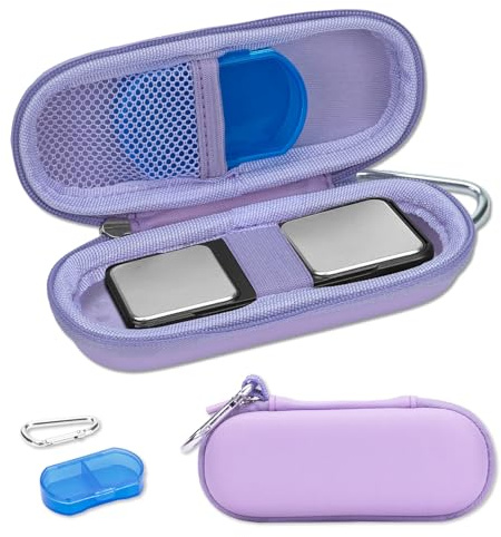 Case for Kardiamobile EKG Monitor, Compatible with Kardia Mobile Heart Monitor 1L, Kardiamobile 6L & 6L Max, Hard Travel Box for Cardio Mobile Device, Pill Box and Carabiner Clip Included - Purple