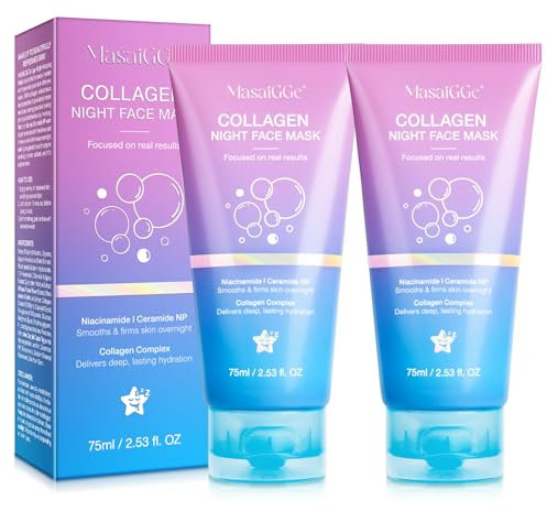 Collagen Night Wrapping Mask, Collagene Maschera Viso, Collagene Viso Overnight Peel Off Maschera, Idratazione profonda, Riduce le rughe e migliora l'elasticità della pelle (2)