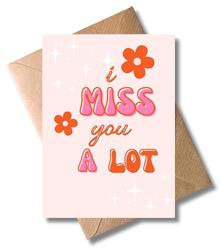 WBdesignz – Karte „I Miss You A Lot“ mit Umschlag – Süße Grußkarte für Vermissen, Fernbeziehung & Freundschaft (DIN A6)