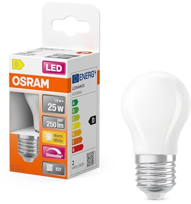 Osram LED Superstar Classic P 25 Filament DIM 2700 K 1,8 W | LED Superstar Classic P 25 Filament DIM, LED Lamps, Weiß, 45 mm dia, 15000 h, 1-Pack