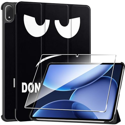 Heioloo Custodia per OnePlus Pad 3 13.2 2025 Cover in Pelle Case, + [1 Pezzi] Vetro Temperato Pellicola Protettiva [Auto Svegliati/Sonno][Supporto Funzione ] [Anti-Scratch] occhio grande