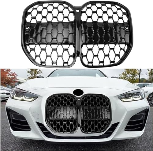 JNLIFT Calandre Avant Voiture pour BMW Serie 4 G22 430I G82 M4 2021-2022,Grille De Pare-Chocs Radiateur Chrome,Remplacement pour Avant Grille De Protection,Accessoires Extérieurs