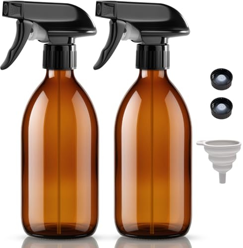 Otauoaea Bottiglie Spray Vuoto 2 X 500 ml Spruzzino Nebulizzatore, Ricaricabile Bottiglia Spray d'Acqua pray Bottle Confezione Flaconi Spray in Vetro Ambrato Ideale per Piante, Pulizia, Parrucchieri