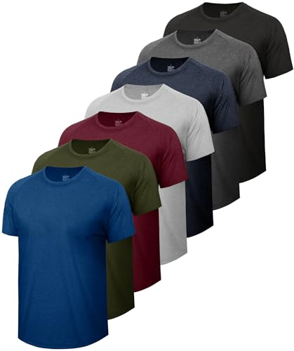 7 Pack Workout Shirts for Men Gym Athletic Short Sleeve Quick Dry T-Shirts
