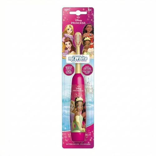 Disney Princess Kids Battery Powered Electric Toothbrush with Soft Bristles, Enhanced Vibration, Protection Cap & Battery Included for Children Aged 4-14 Years Old, BPA-Free & Non-Toxic Toothbrush