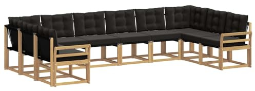 vidaXL Outdoor-Sofagarnitur mit Kissen 10 pcs Weiß und Schwarz, Gartenmöbel, modernes Outdoor-Sofa, bequemes Lounge-Set für Ihre Terrasse, robust und stylisch