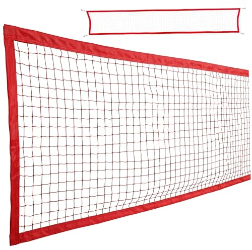 Rete da pallavolo per piscina, rete da pallavolo regolabile in PE per piscine interrate e fuori terra - Rossa, 14, 76 piedi x 2, 95 piedi.
