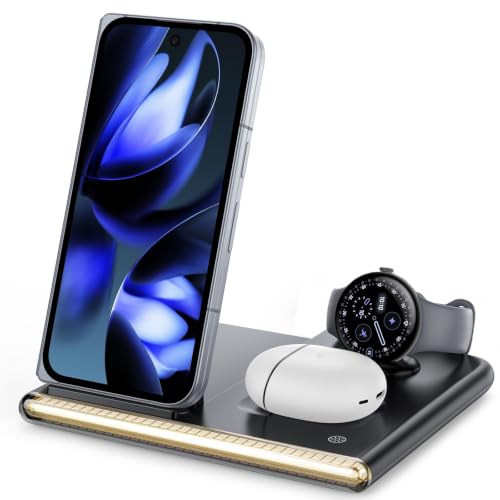 4 in 1 Charging Station Wireless Charger for Google Pixel Watch 5/4 | Wireless Charger with Night Light for Google Pixel 11/11 Pro/11 Pro XL/11Pro Fold,10 Pro Fold/10 Pro XL,Pixel Buds Pro 2/Pro