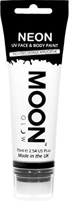 Moon Glow Supersize Neon UV-Gesichts- und Körperfarbe, mit Schwammapplikator (Weiß, 75 ml (1er-Pack))