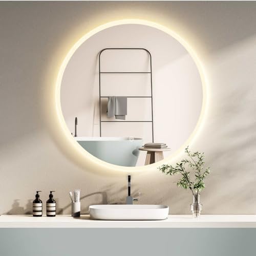 HOKO Wandspiegel Rund 60cm LED Badspiegel Beleuchtung,mit Touch Schalter+Memory Funktion+Licht Wechsel 2700-6500K Warmweiß-Kaltweiß-Neutral