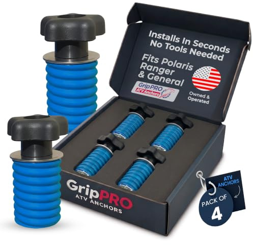 Polaris Lock & Ride Knauf Tie Down Anchor Kit – Set of 4 Lock und Ride Knauf Verankert für Ranger und allgemeine UTV 's ATV 's von GripPro ATV Verankert