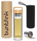 Buntfink 2goBottle Teeflasche aus Glas mit Sieb,Teebereiter to go, Trinkflasche mit Teesieb für Tee oder Wasser, Thermoflasche/Teekanne (doppelwandig) - Gold (kupfern)