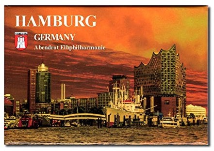 Foto-Magnet Hamburg, Elbphilharmonie im Abendrot, Deko-Souvenir, ca. 8 x 5,4 cm